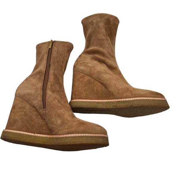 Veronica Beard Women 9.5 Arlo Suede Leather Wedge Boots Hazelwood Tan Brown NWOT - Picture 16 of 16